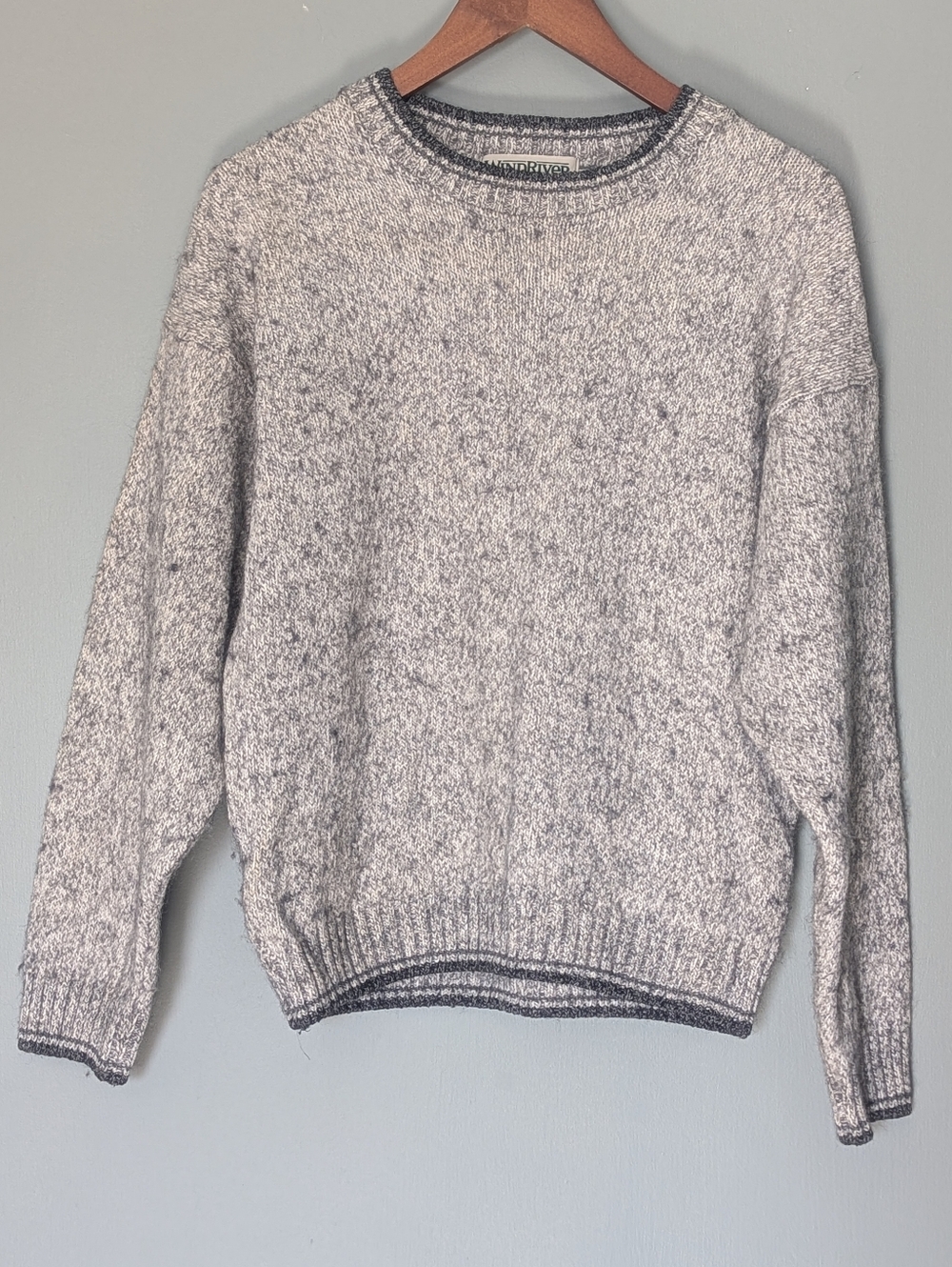 Vintage Wind River Wool Blend Marled Crewneck Sweater Fishermen Knit Minimalist